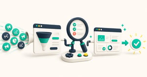Campaign activity passing through a website conversion-surface audit before reaching a successful outcome