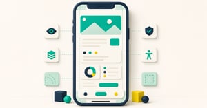 A mobile page with content kept visible above a reserved persistent action bar and safe-area guides